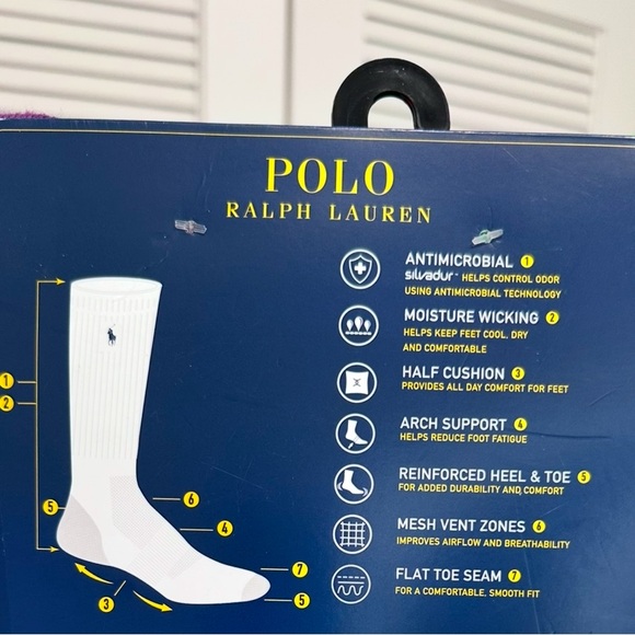 🦋Polo Ralph Lauren
Men's 6-Pk. Performance Colorful Crew Socks size-10-13 - Picture 7 of 7